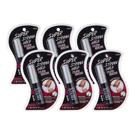 Kiss I Envy Eyelash Adhesive Super Strong Hold Black, 0.17 Oz, 6 Pack