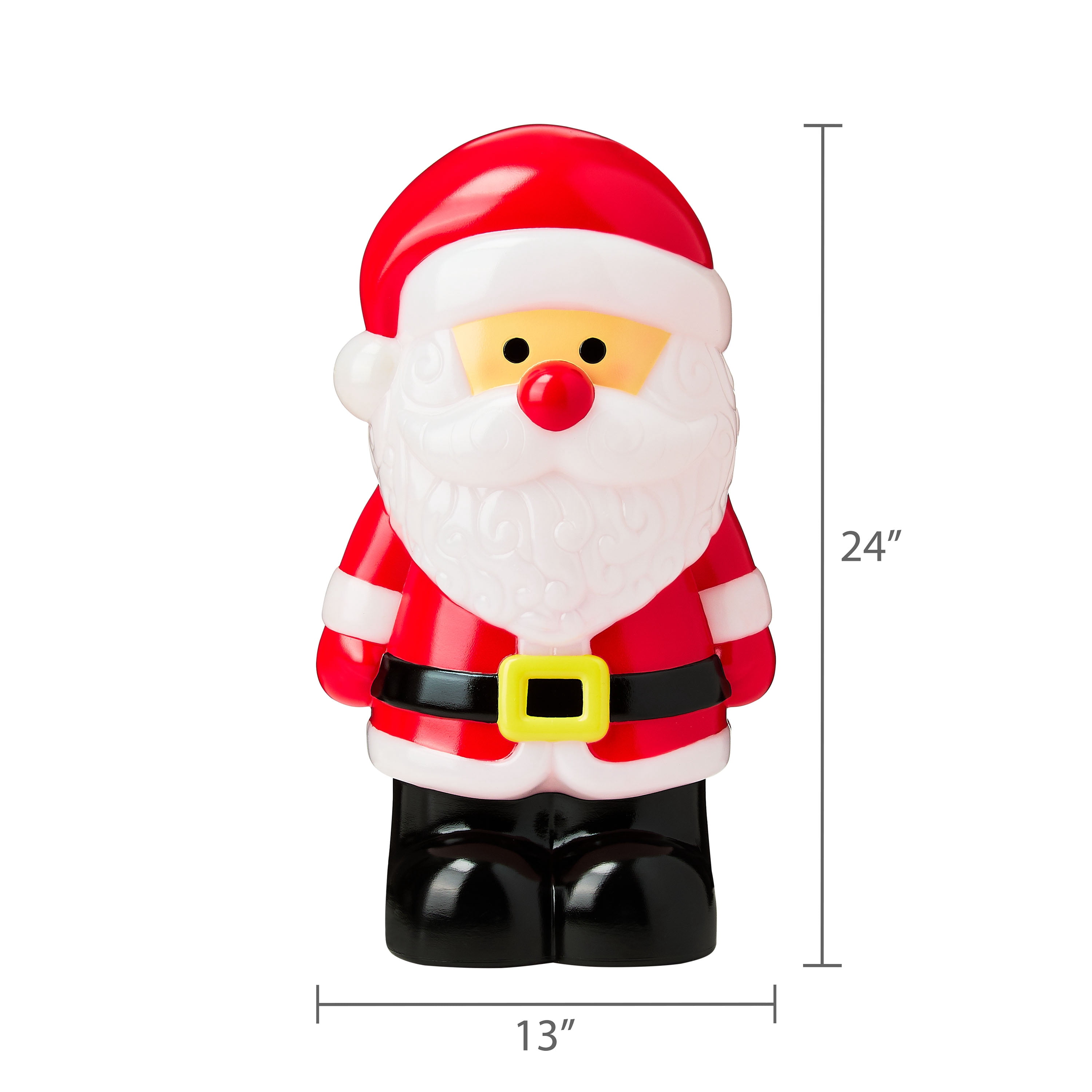 Lighted Blow Mold Santa Outdoor Christmas Decoration, Multicolor, 24", by Holiday Time