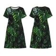 thumbnail image 5 of Defioc Lush Foliage Green Plant Pattern Womens Summer Dresses Short Sleeve Sundress 2025 Beach Vacation Dresses with Pockets -Small, 5 of 6