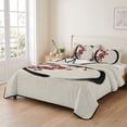 thumbnail image 2 of Quilts Queen Size Bedding Set, Cherry Blossom Lightweight Quilted Comforter, Asian Japanese Red Plum Flower Retro Beige Soft Reversible Bedspread Coverlet with Pillow Covers for All Season, 90" x 96", 2 of 9