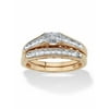 PalmBeach Jewelry 1/5 TCW Round Diamond Channel-Set Two-Piece Bridal Set in Gold-Plated Sterling Silver