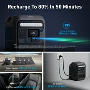 Anker SOLIX C300X 300-Watt 288Wh Push Button Start Battery Generator, with 140W 2-Way Fast Charging W/1 PS60 Portable Solar Panel for Jobsite/ Travel