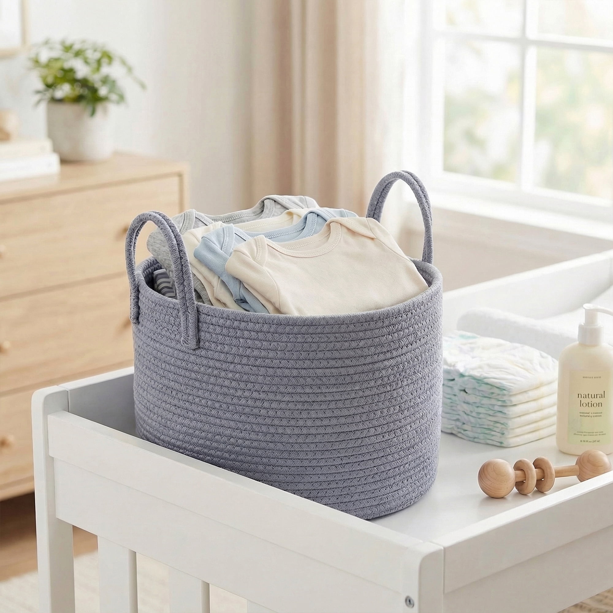 Unique Bargains Storage Basket Shelf Closet Storage Bin Light Grey 13.8*13.8*11.8in