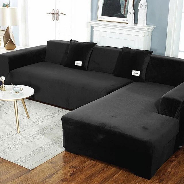 Velvet Sofa Covers Elastic Sectional Couch Cover L Shaped Sofa Slipcovers Case Armchair Chaise Lounge Case for Living Room My Lux Decor Round