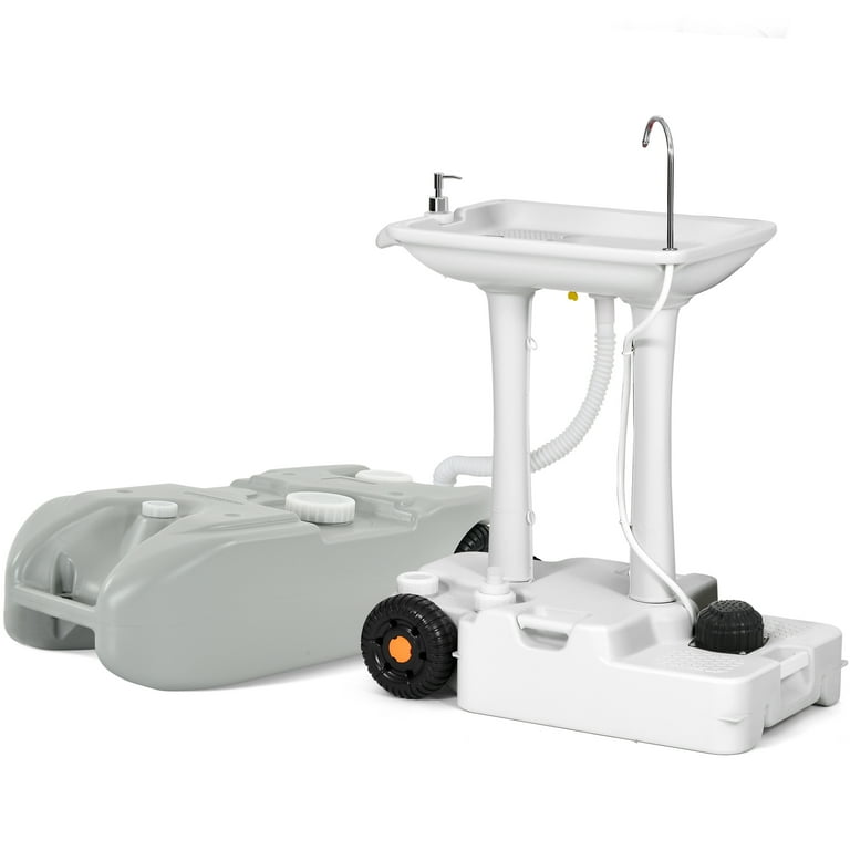 DWVO Portable Camping Sink with Pump, Gallon Tank, Rolling