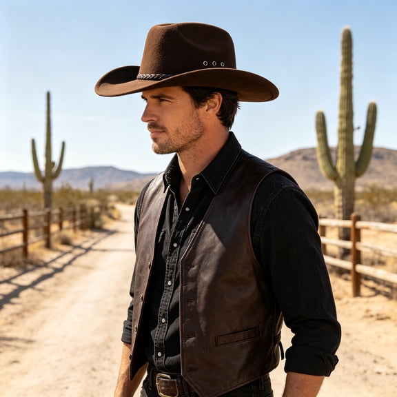 QSAWXQZ Men's Western Cowboy Hat Wide Brim Outdoor Hat Free Size