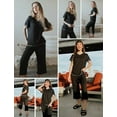 thumbnail image 3 of Ekouaer 2 Pack Women's Capri Pajama Sets Short Sleeve Two-Piece Pjs V Neck Tops & Pants Printed Lounge Sets, 3 of 6