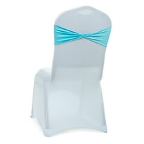MDS Pack of 50 Spandex Chair Bow Sash Bands Ties Without Buckle for Wedding - Aqua Blue