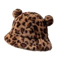 thumbnail image 2 of Gorro de pescador de felpa, forma encantadora, cómodo, ligero, versátil, delicado, cálido, de invierno, gorro de oso para estudiantes, Color leopardo, 2 of 8
