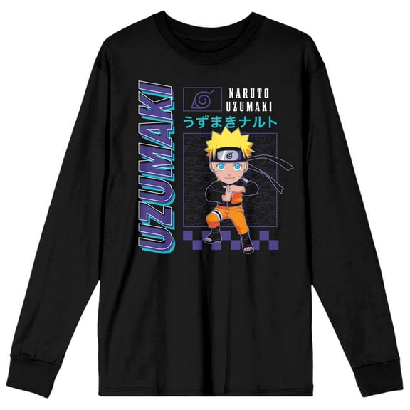 Naruto Shippuden Uzumaki Chibi Women's Black Long Sleeve T-shirt-Medium