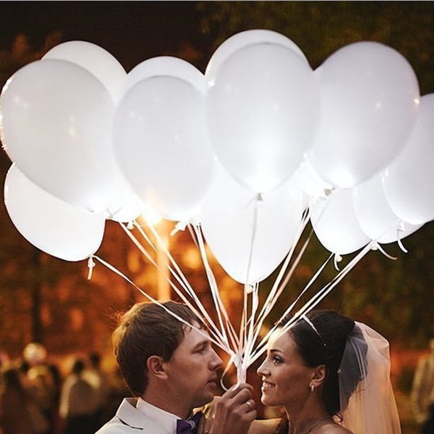 Globos con iluminación LED para bodas, 12 pulgadas, 50 unidades, con barra