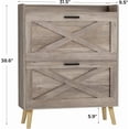 thumbnail image 2 of 32" W Farmhouse Shoe Storage Cabinet with 2 Flip Drawers and Barn Door Design, Adjustable Shelves, Modern Hidden Slim Narrow Shoe Rack Cabinet for Entryway, Foyer, Hallway, Living Room, Black, 2 of 10