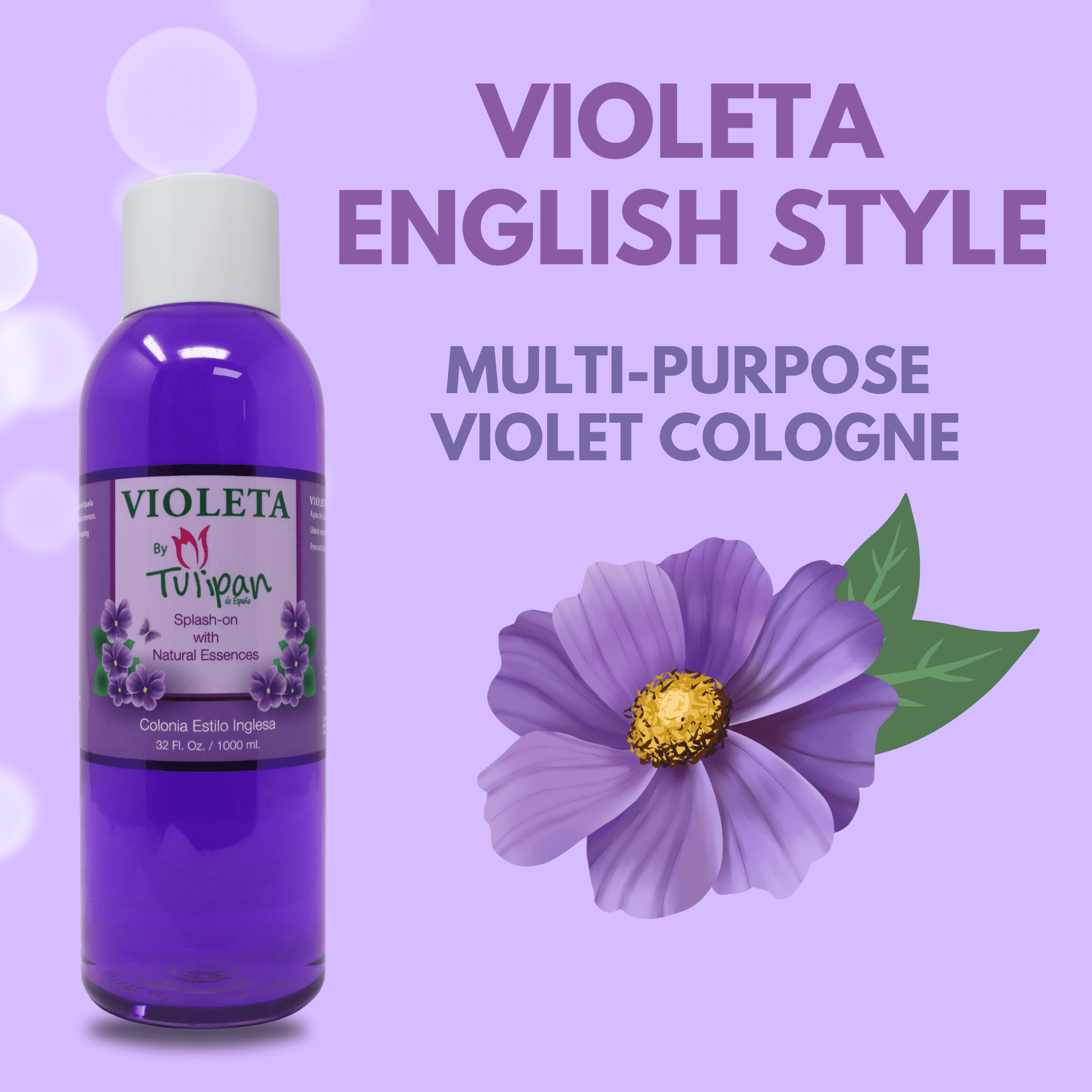 Tulipan de España Violeta Cologne, English Style Splash – 32 fl oz