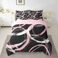 thumbnail image 2 of Manfei Geometric Circle Bedding Comforter Set 7-Piece, Black Pink White Full Bedding Set, Modern Abstract Art Fitted Sheet Flat Sheet, Super Cozy Room Decor, 2 of 8