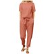 thumbnail image 1 of Conjunto de dos piezas de algodón y lino para mujer para el verano: camiseta de manga corta y pantalones anchos, traje informal holgado - S-XXXXXL, 1 of 8