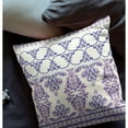 thumbnail image 2 of Nandini Flowers Throw Pillow in White and Purple 16x16, 2 of 9