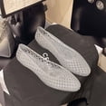 thumbnail image 4 of Shrysg Women's Lattice Ballet Flats Pointed Toe Jelly Shoes Breathable Casual Slip On Sandals for Outdoor Daily Wear Silver, 4 of 6
