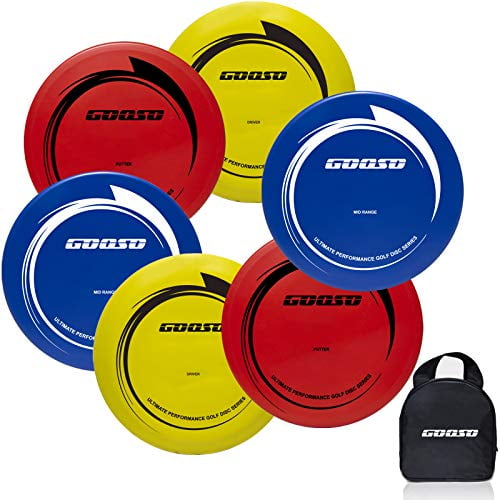 Disc Golf Set - Driver, Mid-Range and Putter Discs with Disc Golf Bag for Outdoor and Backyard, Comfortable Plastic, 6 Pack or 12 Pack
