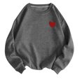 thumbnail image 2 of Gray Sweatshirt for Women Heart Pattern Pullover Sweatshirt Casual Long Sleeve Crew Neck Sweatshirt for Fall & Winter Women's Clothing Women Fall Clothes, 2 of 3