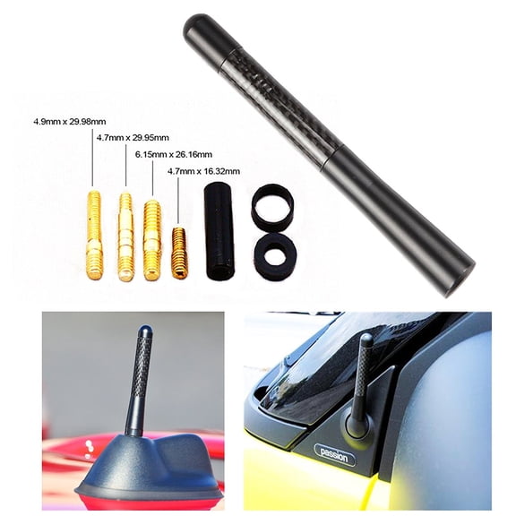 Xotic Tech 5" Black Real Carbon Fiber Aluminum Short Screw-On Mast Car Antenna
