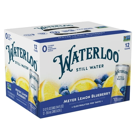 Waterloo Still Water, Meyer Lemon Blueberry, 12 fl oz, 12 Pack Cans