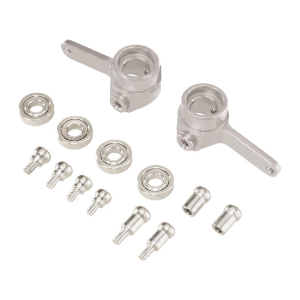 Copa de dirección delantera para coche RC, resistente, robusta, multifunción, 1:28 RC, dirección delantera Plata