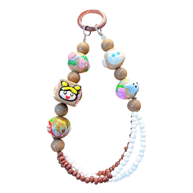 Llavero con dije de perla, llavero con dije de perla, cadena tipo brazalete para Marrón