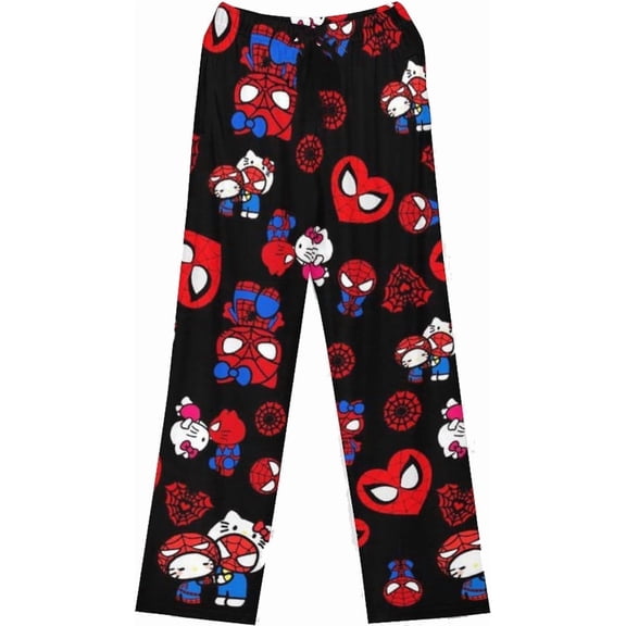 HelloKitty Pajamas Pants Anime Women Cartoon Family Christmas Halloween Pajama Pants Kawaii Flannel Pajama Pants