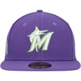 thumbnail image 2 of Men's New Era Purple Miami Marlins Lime Side Patch 59FIFTY Fitted Hat, 2 of 5
