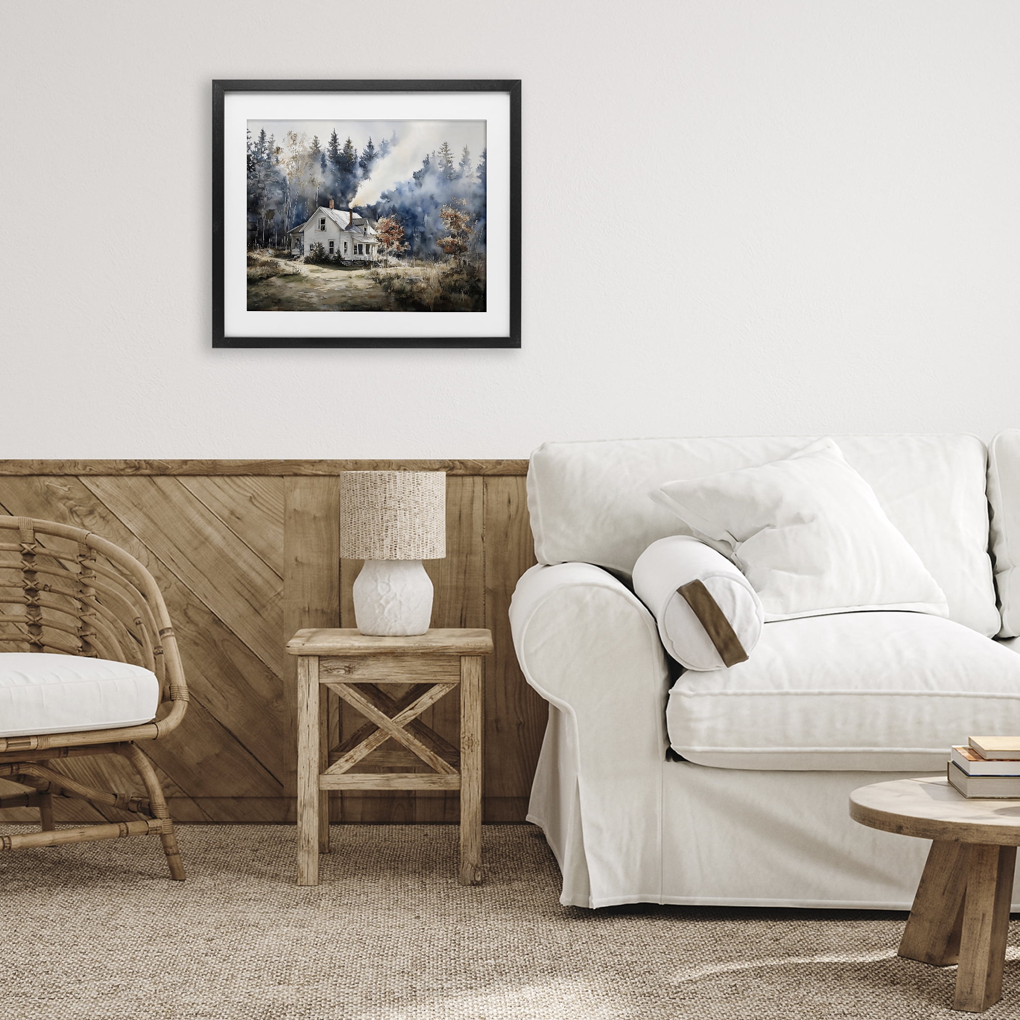 Stupell Industries Indigo Smoke at Woodland Cottage Black Framed Print Under Glass, design by Franklyn Gregory