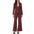 thumbnail image 2 of INSPIRE CHIC Business Suit for Women's 2 Piece Collarless Matching Set Work Outfit Blazer and Pants Sets M Dark Red, 2 of 6