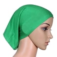 thumbnail image 4 of Muslim Hijab Cap qinhaie Soft Breathable Turban Hat for Women, Cotton Hair Cover Wrap Cap, Solid or Floral Daily Headwear Green Bucket Hats One Size, 4 of 6