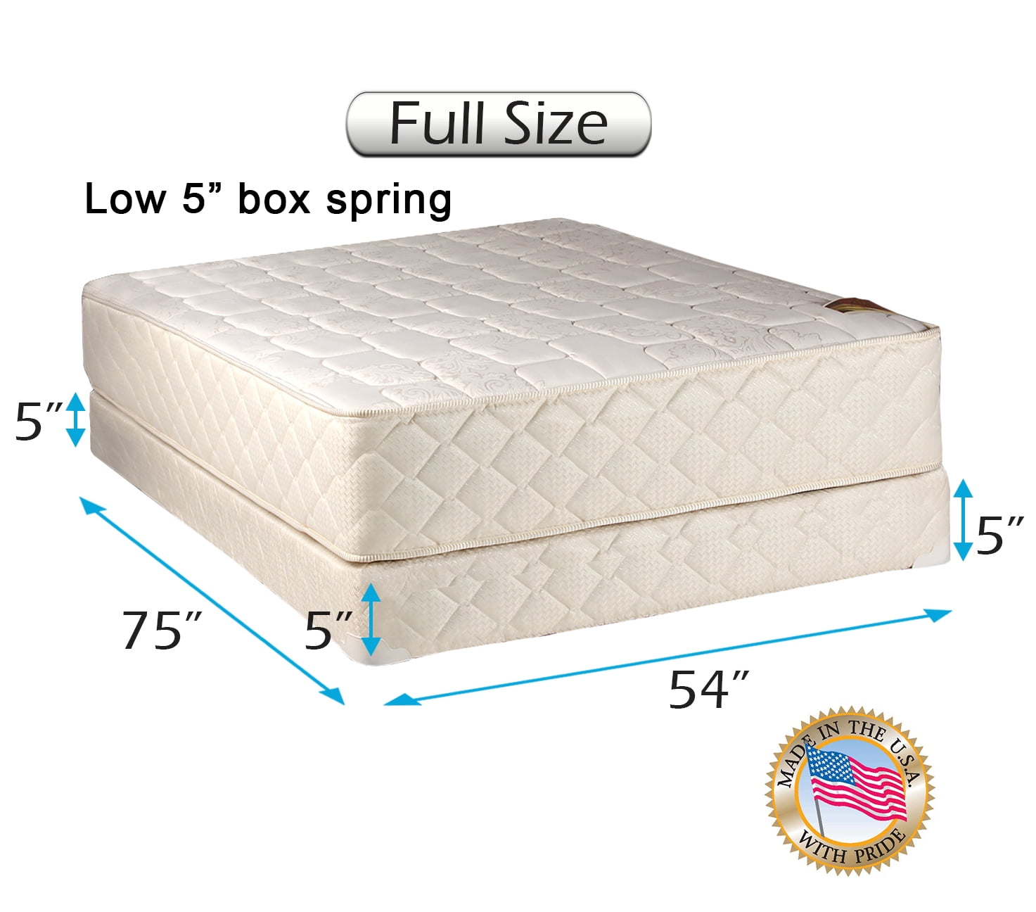 Dream Sleep Grandeur Deluxe Full Mattress and Low 5" Height Box Spring