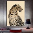 thumbnail image 3 of Mudket Framed Leopard Canvas Wall Art, Minimalist Beige Watercolor Cheetah Print Wall Decor, Neutral Trendy Art Ready to Hang for Bedroom - 12"L x 8"W, 3 of 10