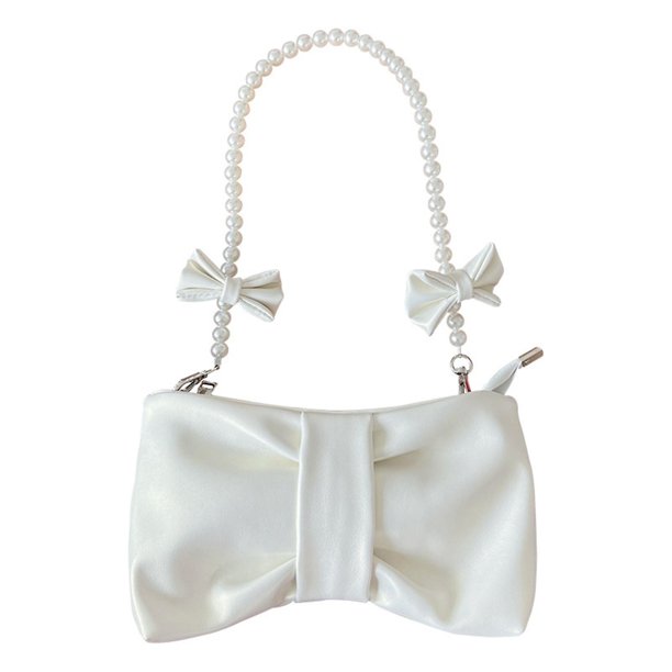 Bolso de hombro Bolso de mensajero Bowknot Bolso de axila con cadena de perlas para reuniones