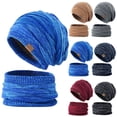 thumbnail image 3 of Womens Slouchy Winter Beanie Hats Scarf Set,Warm Fleece Lined Knit Hat Skull Cap with Neck Warmer Ski Hat Beanie for Women(Blue), 3 of 4