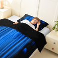 thumbnail image 4 of Manfei 3D Neon Stripes Twin Comforter Sets, Vertical Lines Bedding Set, Blue Black, Black Reversible 2-Piece, 1 Comforter and 1 Pillowcase, 4 of 6