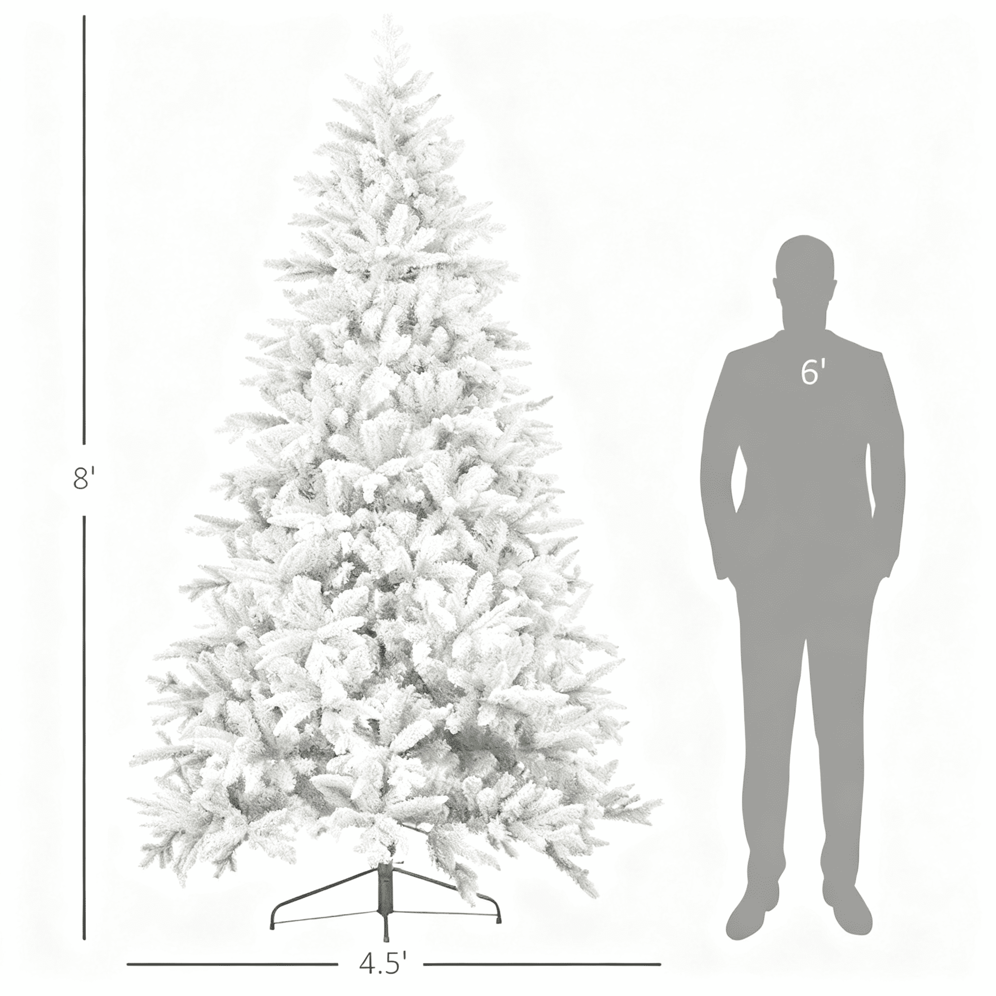 8ft Snow Flocked Full Christmas Tree 2003 Tips Quick Setup Flame Retardant Indoor Holiday Decor