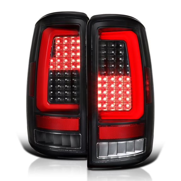 Spec-D Tuning Black Full LED Tail Lights w/ Red Fiber Optic LED Parking Light For 2000-2006 Chevy Suburban, Tahoe, GMC Yukon, Left Right Pair Assembly