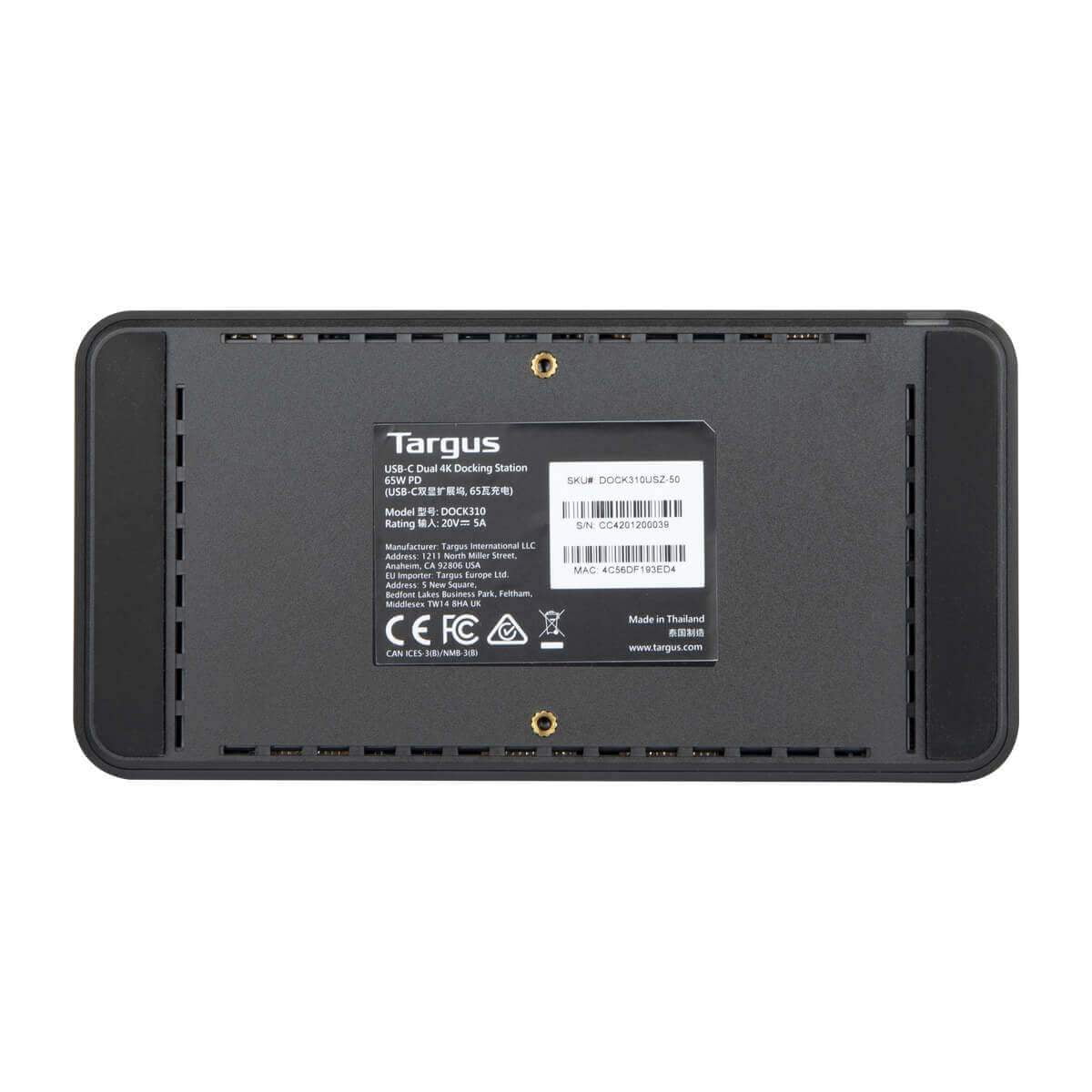 Targus Universal USB-C DV4K Docking Station with 65W Power Delivery - DOCK310USZ