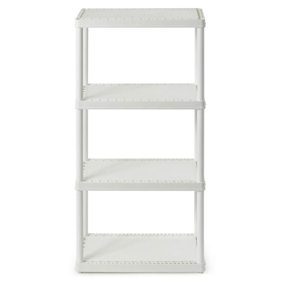 Open Box Gracious Living 4 Shelf Fixed Height Storage Unit, White