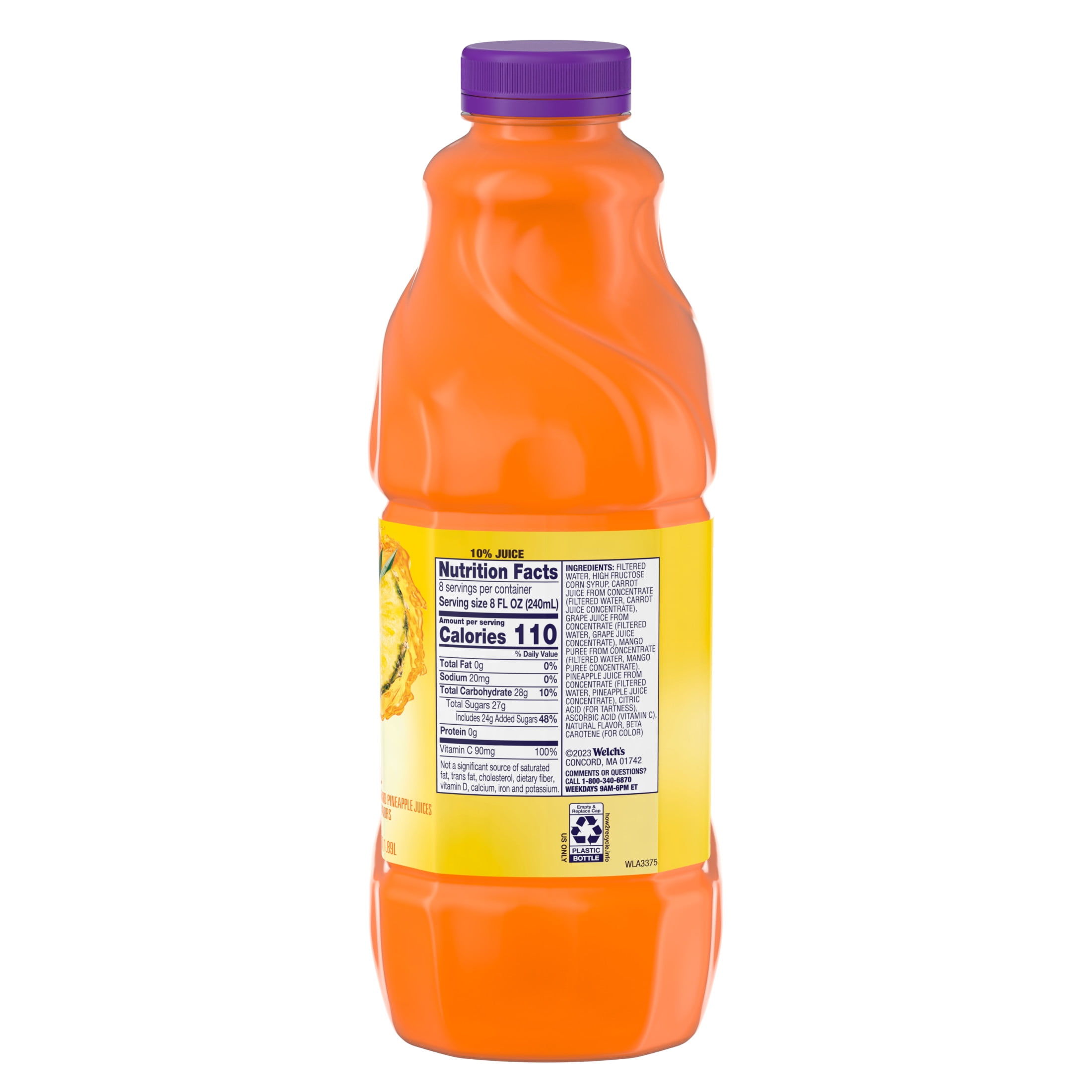 (3 pack) Welch's Mango Pineapple Juice Cocktail, 64 fl oz Bottle