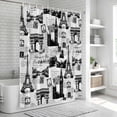 thumbnail image 6 of Paris Tower Shower Curtain, Waterproof Shower Curtains for Bathroom, Vintage Architectural Hand-Painted Aesthetic Washable Fabric Bathtub Curtain Set Bath Decor with 12 Hooks 72"x78", 6 of 8