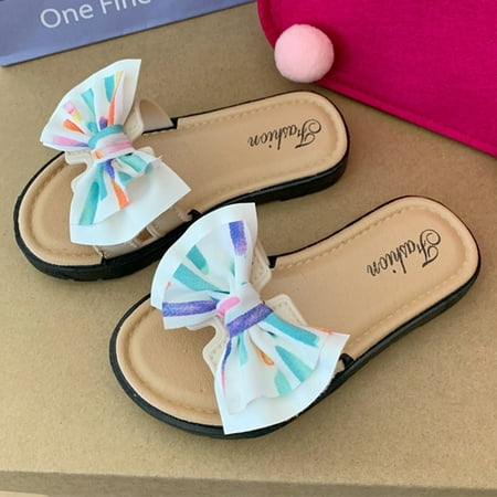 

NECHOLOGY Outdoor Slipper Children Slippers Fashionable And Versatile Exaggerated Butterfly Sweet Soft Little Girl Fuzzy Slipper White 18 Months