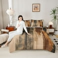 thumbnail image 4 of Manfei Ink Painting Art Bedding Comforter Set,Abstract Aesthetic Twin Comforter Sets,Brown Beige Bedding Set For Men Women,Ultra Soft Home Decor Reversible,2 Pieces, 4 of 8