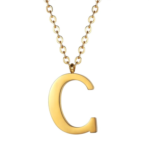 PROSTEEL Colgante Inicial C Collar de oro con letra del alfabeto, collar de acero inoxidable para mujeres y niñas, regalo de cumpleaños de joyería con encanto de nombre personalizado