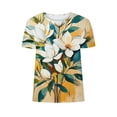 thumbnail image 6 of Otvok Women Plus Szie Summer T-Shirt Botanical Printed Regular Short Sleeve Round Neck Blouses, 6 of 6
