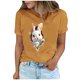 thumbnail image 2 of Tops de Cuello Alto para las Mujeres Amante Impreso Camiseta Cuello Redondo Manga Corta, Poliéster Spandex, 2 of 6