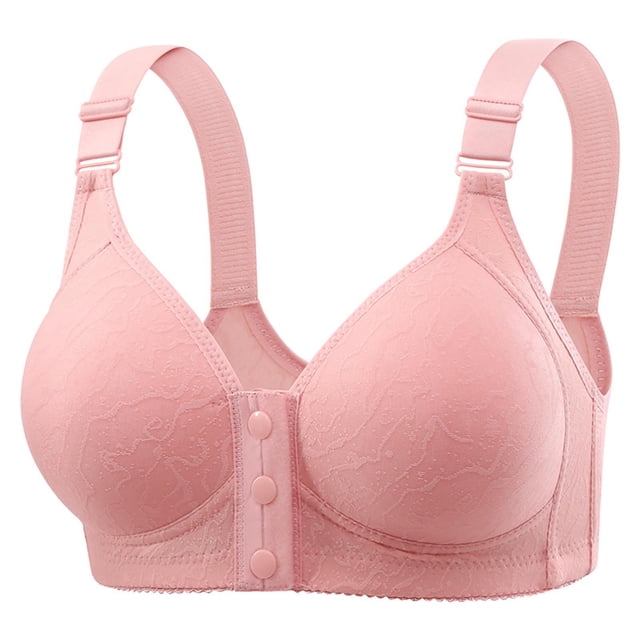 Lenpel Front Closure Bras for Women Plus Size Wireless Full Coverage Supportive Push up Bras Comfortable Everyday Bralettes(Pink,Medium)