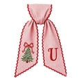 thumbnail image 2 of Christmas Wreath Sash for Front Door, Personalized with Initial Bow, Christmas Soft Cloth Wreath Sash, Screen Printed Red & White Stripes Ribbon Bow, Scalloped Edge, for Home Xmas Decor, 2 of 6